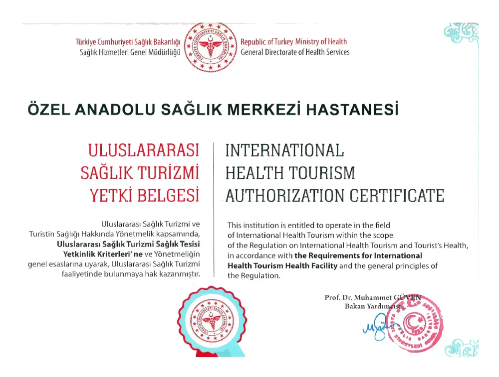 Beynəlxalq Sağlamlıq Turizmi Səlahiyyət Sertifikatı — Türkiyə Səhiyyə Nazirliyi